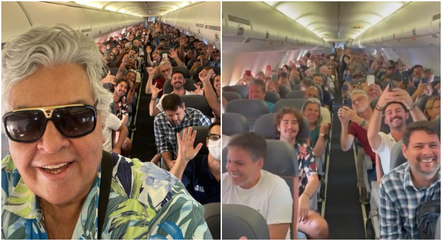 Sidney Magal postou selfie com passageiros após cantar hit