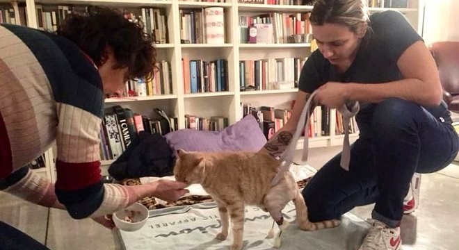 Silvia Gottardi (à direita) e Linda Ronzoni cuidam de Vito após o acidente