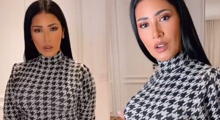 Simaria desfilou com um longo vestido colado