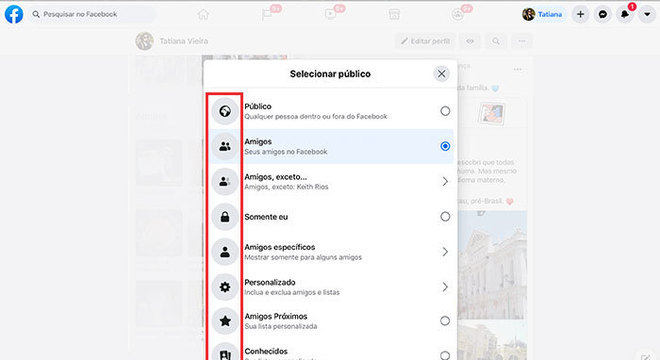 Símbolos de privacidade postagens Facebook