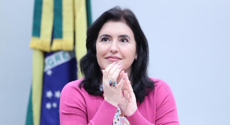 Simone Tebet durante reunião na Câmara nesta terça-feira (4)