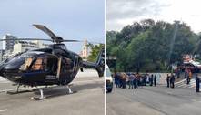 Simulação para resgatar feridos provoca 'capotamento', tem pouso de helicóptero e fecha avenida 