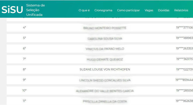 Suzane aparece em lista de aprovados para o curso de Gestão de Turismo