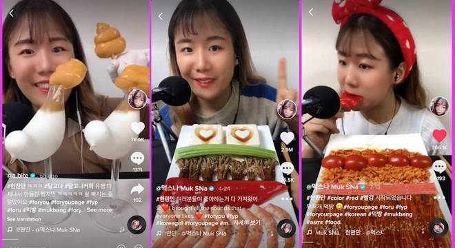 A.bite 'Muk Sna', estrela do mukbang, publica vídeos comendo alimentos quase diariamente