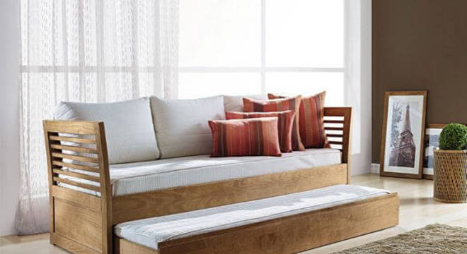 Sofá cama de madeira