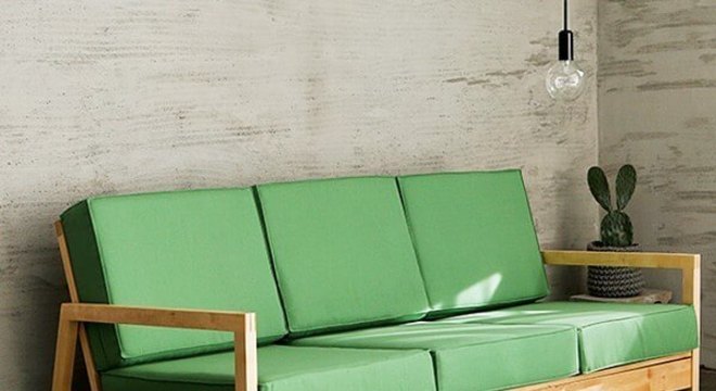 Sofá de madeira verde 