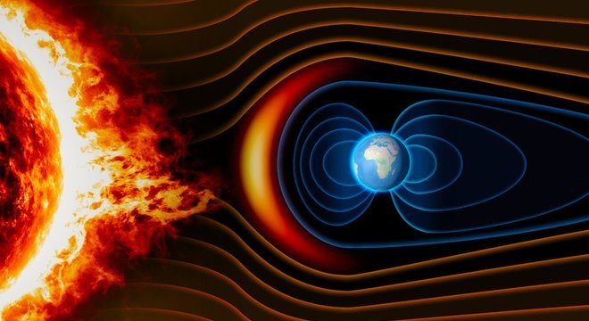O campo magnético da Terra a protege dos perigosos ventos solares