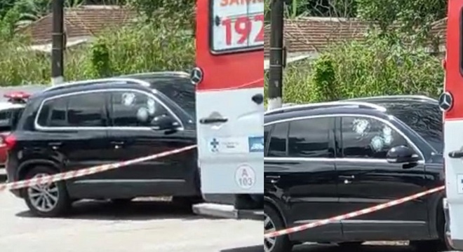 Carro foi alvejado ao menos quatro vezes