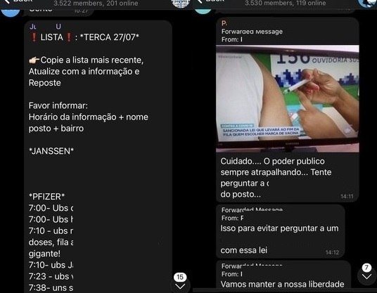 Informações são atualizadas a todo momento nos grupos do Telegram