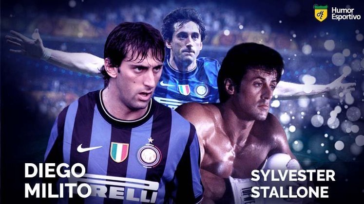 Sósias famosos dos jogadores: Diego Milito e Sylvester Stalone, ator norte-americano e eterno Rocky Balboa.