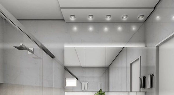 Spot de luz quadrado para área do banheiro