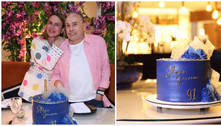 Stênio Garcia ganha festa-surpresa e bolo de ouro para comemorar 91 anos: 'Virou criança quando viu'