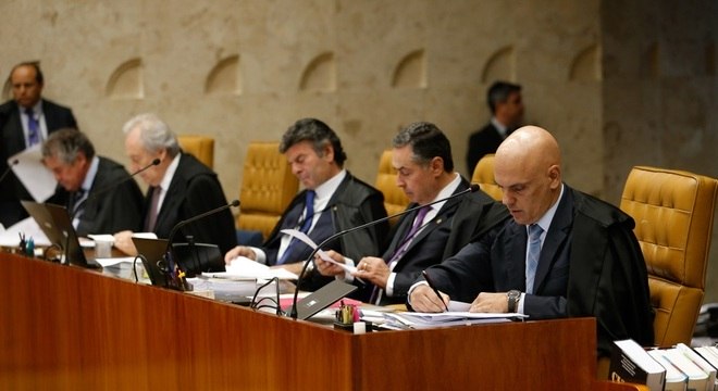 Os ministros Marco Aurélio, Lewandowski, Fux, Barroso e Alexandre de Moraes