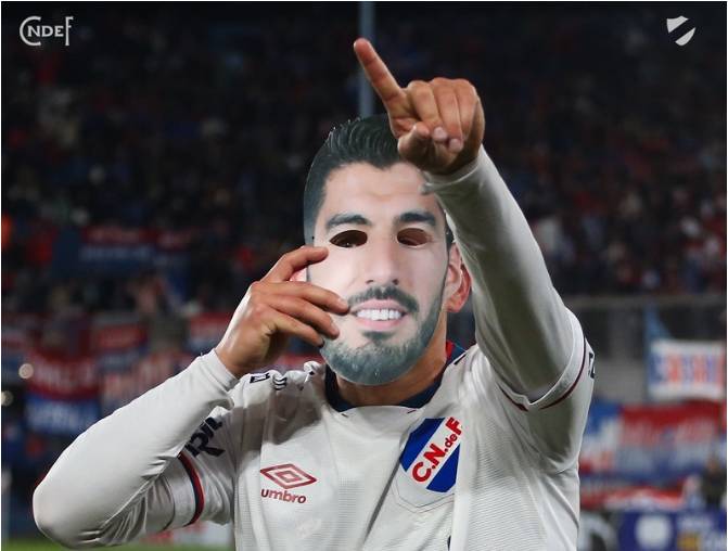 Campanha por Suárez mexeu até com o time do Nacional. Almeida marcou e usou a máscara do artilheiro