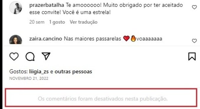 Suelen bloqueou comentários no Instagram