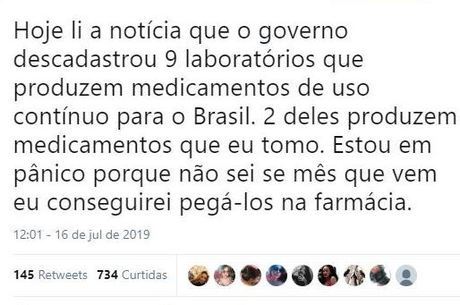 Pacientes estão preocupados com remédios do SUS