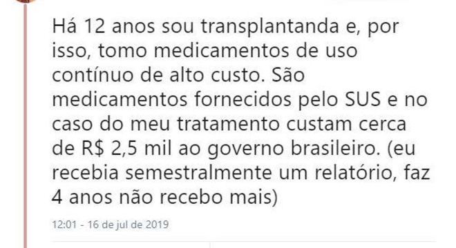 Medicamentos de transplantados têm custo elevado