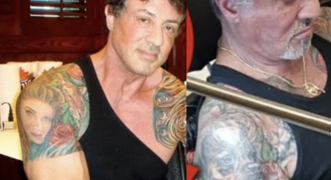 Sylvester Stallone trocou rosto da mulher por cachorro na tatuagem 