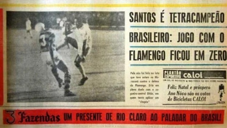 Taça Brasil 1964 - IDA: Santos 4 x 1 Flamengo – VOLTA: Flamengo 0 x 0 Santos (Vice-campeão)