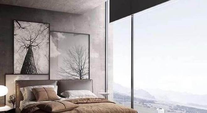 tapete de couro quadriculado para quarto moderno com parede de cimento queimado 