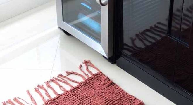 Tapete de crochê quadrado para cozinha marsala