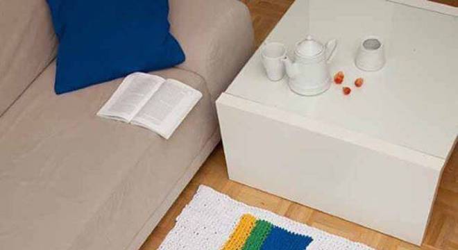 tapete de crochê quadrado para sala