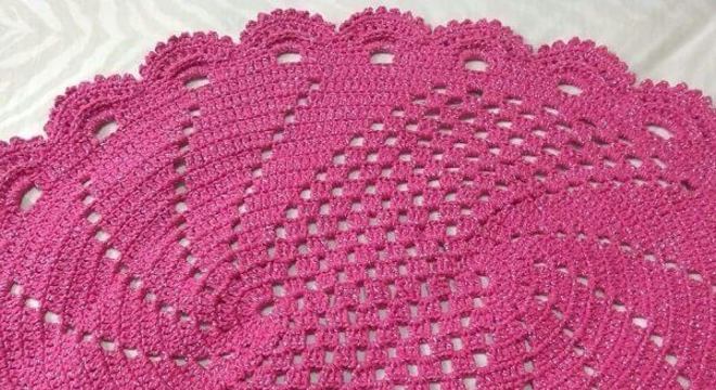 Tapete de crochê rosa pink