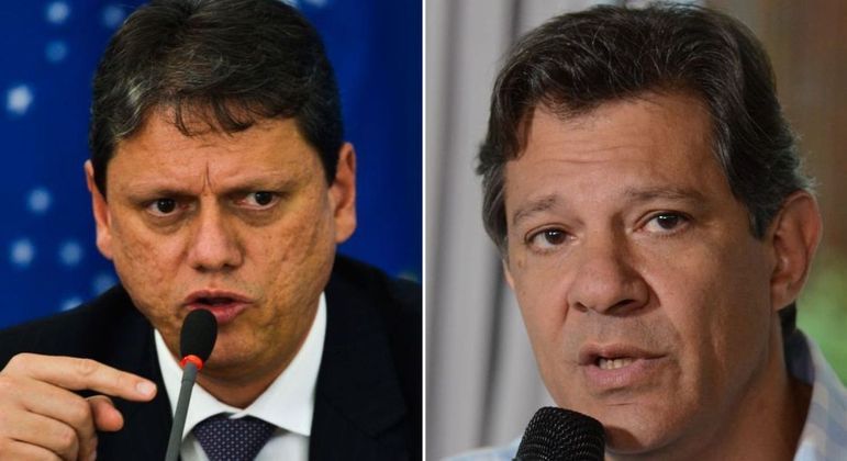 Tarcísio de Freitas (Republicanos) e Fernando Haddad (PT)