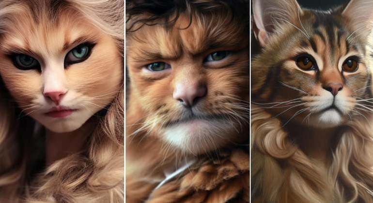 Taylor Swift, Pedro Pascal e Beyoncé em suas versões gatos