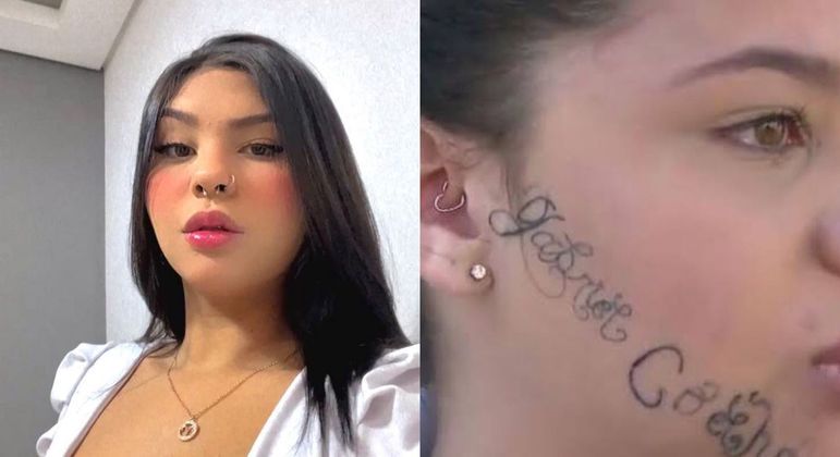 Tayane, de 18 anos, faz sessões para retirar a tatuagem e usa maquiagem para disfarçar