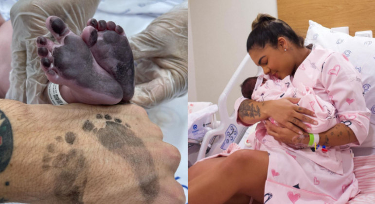 Tays publicou a primeira foto com a filha no mesmo dia do nascimento: 