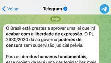 Depois de determinação de Moraes, Telegram envia nova mensagem a usuários sobre o PL das Fake News 