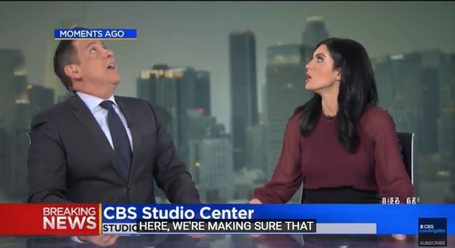 Apresentadores da CBS são surpreendidos ao vivo por tremor 