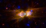 Outro incrível registro do Hubble, desta vez feito em conjunto com o Chandra, outro telescópio da Nasa, mostra uma nebulosa planetária bipolar não muito comum, conhecida como Menzel 3 ou Nebulosa da Formiga. Segundo a Nasa, ela se expande 50 quilômetros a cada segundo