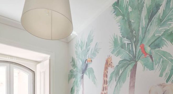 Temas para quarto de bebê com parede safári