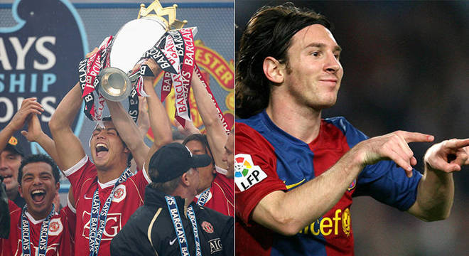 Temporada 2006/2007 - Cristiano Ronaldo (Manchester United) 53 jogos oficiais e 23 gols x Messi (Barcelona) 36 jogos oficiais e 17 gols