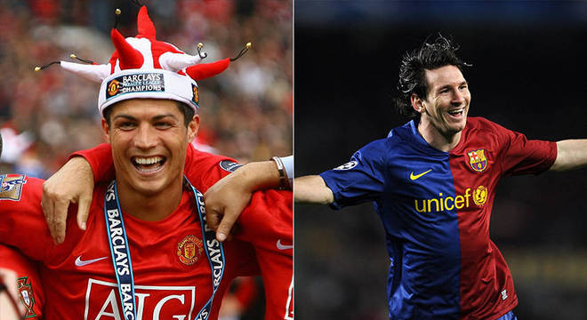 Temporada 2008/2009 - Cristiano Ronaldo (Manchester United) 53 jogos oficiais e 26 gols x Messi (Barcelona) 51 jogos oficiais e 38 gols
