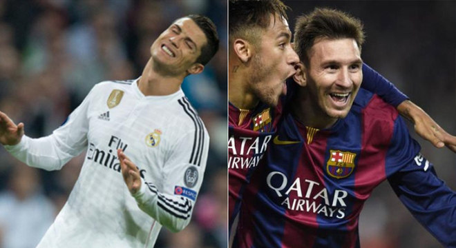 Temporada 2014/2015 - Cristiano Ronaldo (Real Madrid) 54 jogos oficiais e 61 gols x Messi (Barcelona) 57 jogos oficiais e 58 gols