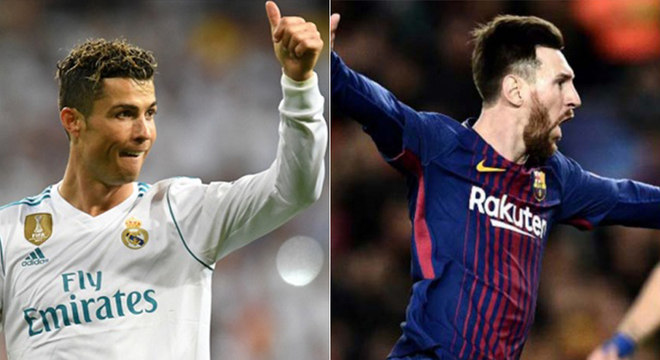 Temporada 2017/2018 - Cristiano Ronaldo (Real Madrid) 44 jogos oficiais e 44 gols x Messi (Barcelona) 54 jogos oficiais e 45 gols