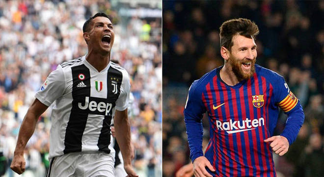 Temporada 2018/2019 - Cristiano Ronaldo (Juventus) 43 jogos oficiais e 28 gols x Messi (Barcelona) 50 jogos oficiais e 51 gols