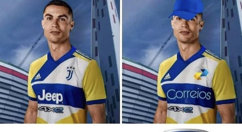 Terceira camisa da Juventus, lancada em Agosto/2021, foi comparada a bola de volei e ao uniforme dos Correios.