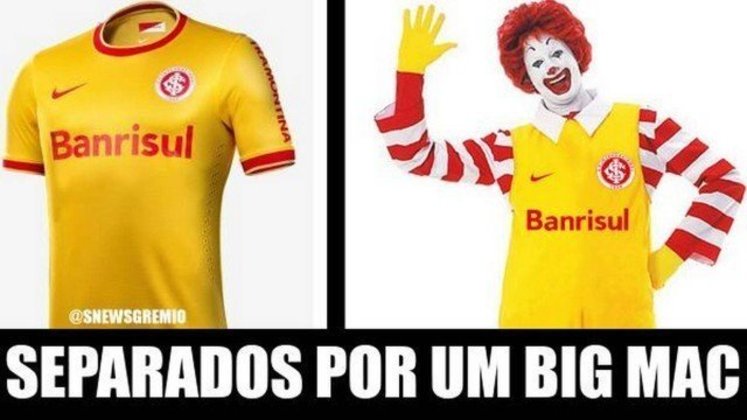 O erceiro uniforme do Internacional, em amarelo com detalhes vermelhos, foi comparado ao Ronald McDonald's (fevereiro/2014)