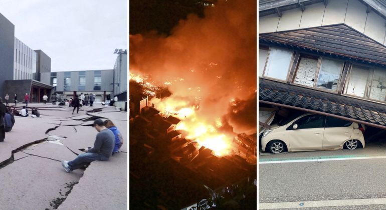 O Japão começou 2024 em alerta, após uma série de terremotos atingir o país, nesta segunda-feira (1º). O tremor de terra mais forte foi de 7,6 graus de magnitude, o que gerou um alerta de tsunami em algumas regiões do país