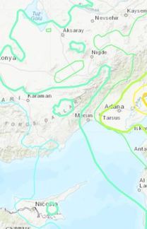 Forte terremoto de magnitude 7,8 atinge o sudeste da Turquia, em Gaziantep (Reprodução/earthquake.usgs.gov)