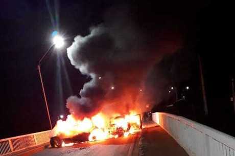 Barricada em chamas, em Bacabal (MA)