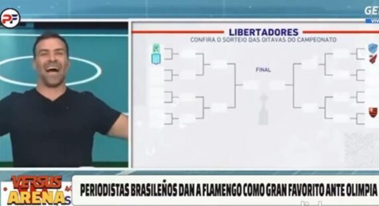 Jornalista mostra a felicidade quando o Flamengo pegou o Olimpia no sorteio. Paraguaios usaram o deboche