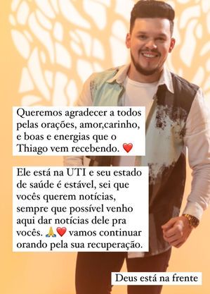 Comunicado foi postado no perfil oficial de Thiago Costa
