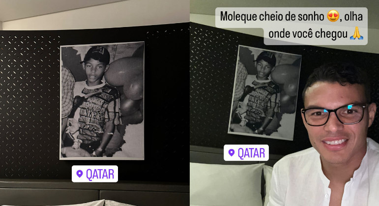 Veterano de Mundiais, Thiago Silva também ganhou uma foto de quando era criança na cabeceira da cama
