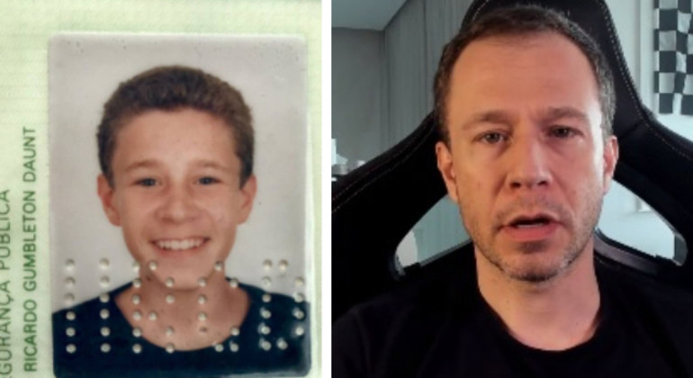 Tiago Leifert, antes e depois, em montagem.