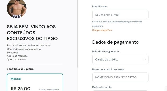 Nudes de Tiago são vendidos por R$ 25 mensais
